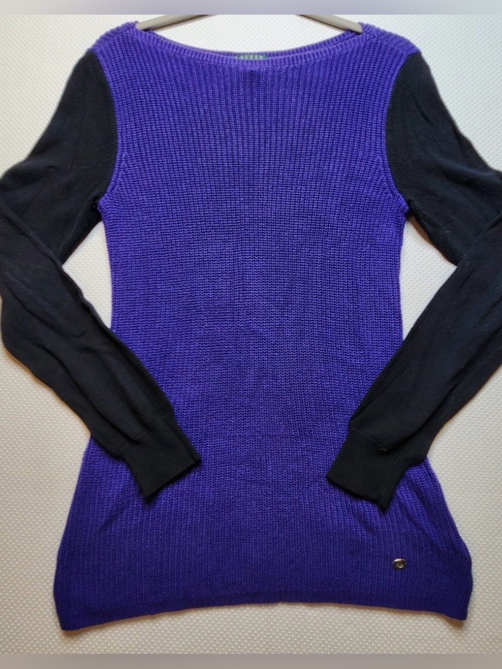 Ralph Lauren Color block Purple and Black Long-Sleeve Sweater